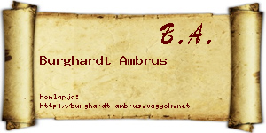 Burghardt Ambrus névjegykártya
